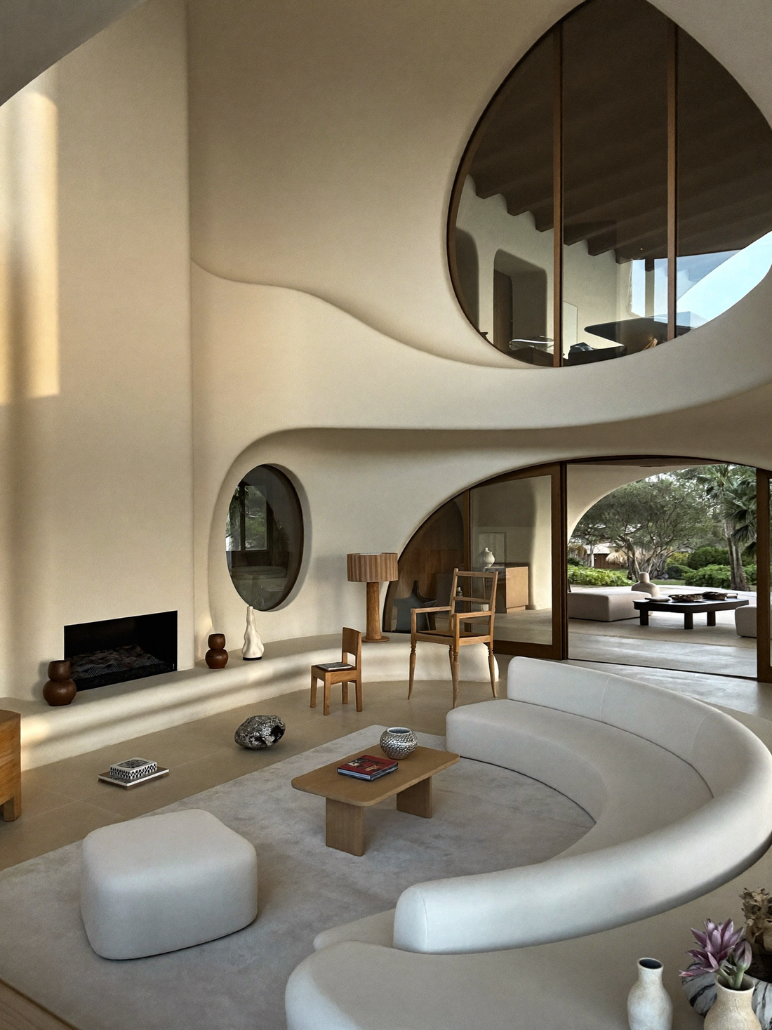 Luxury apartment sofa sized against circulation, sightlines and room volume