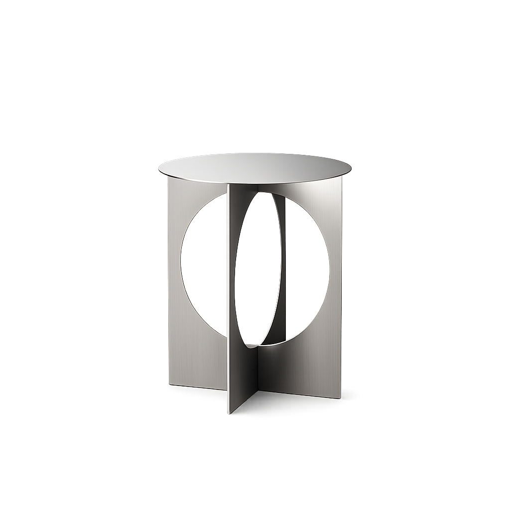 Front product view of the Omogenea Chrome Side Table by DORSA