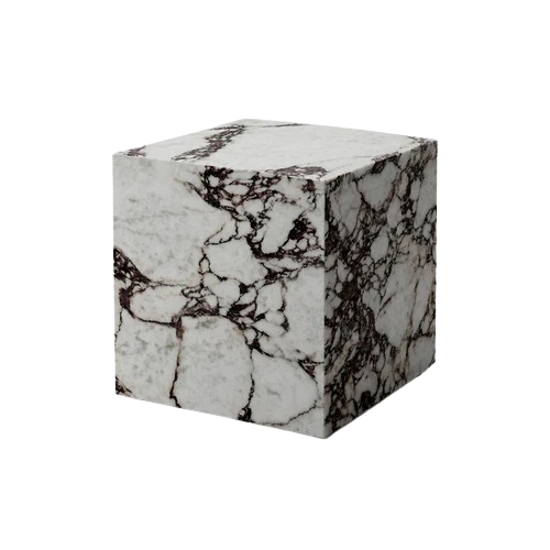 Front product view of the Masso Marble Cube Table by DORSA