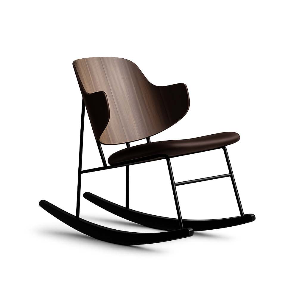 Front product view of the A-Dondolo Timber Rocking Chair by DORSA