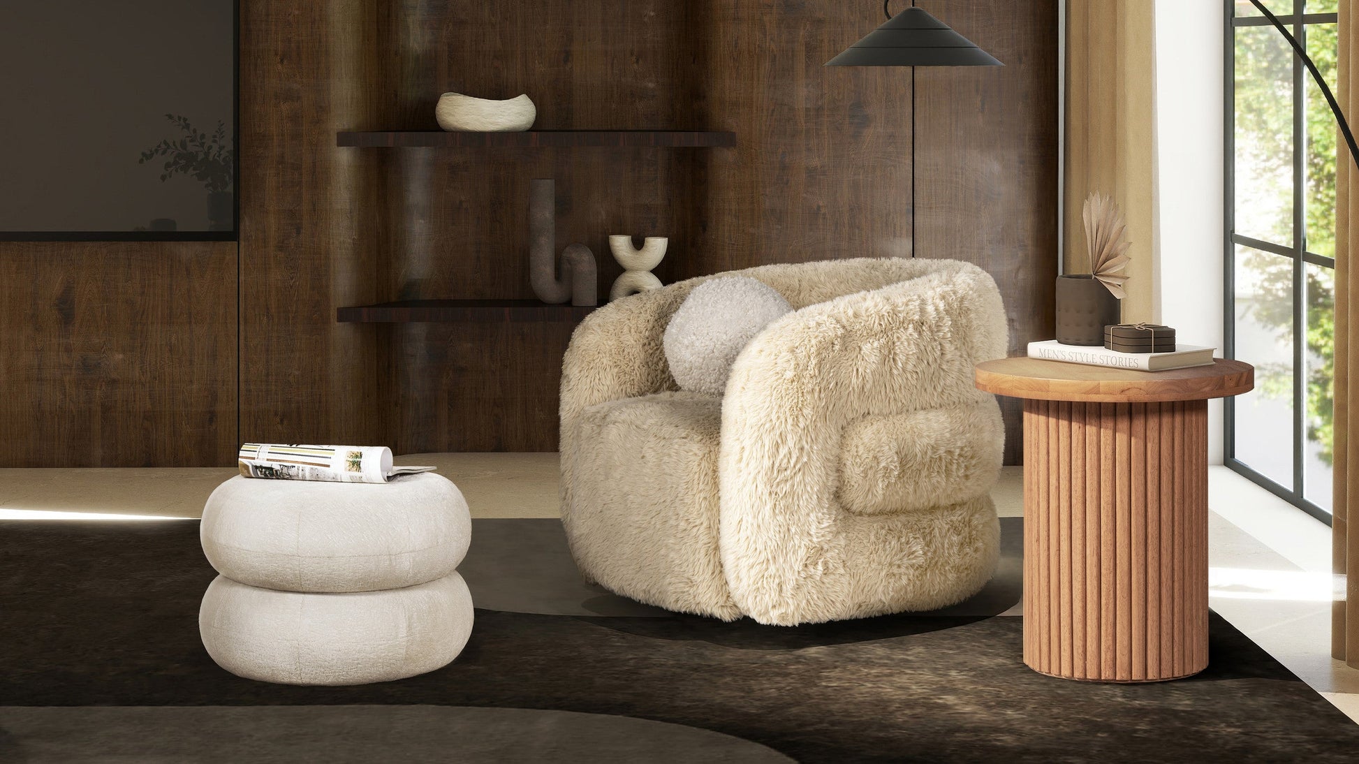 Aderente Fur Lounge Chair - DorsaAderente Fur Lounge ChairGray