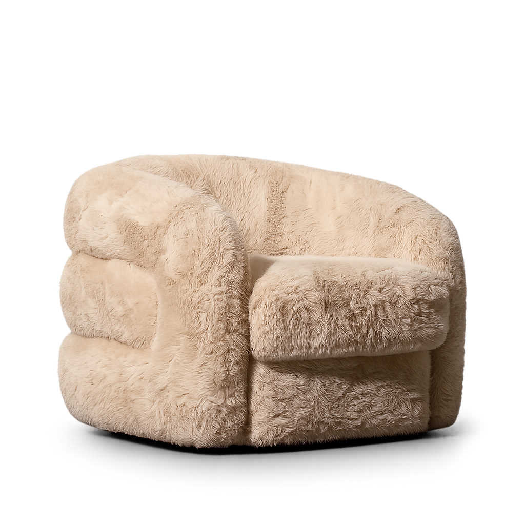 Front product view of the Aderente Fur Lounge Chair by DORSA