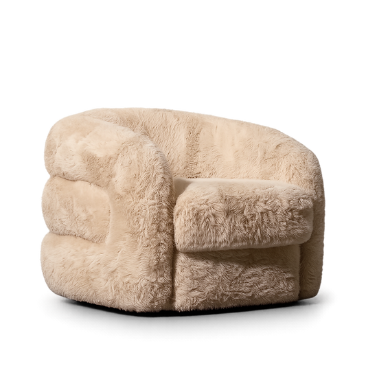 Front product view of the Aderente Fur Lounge Chair by DORSA