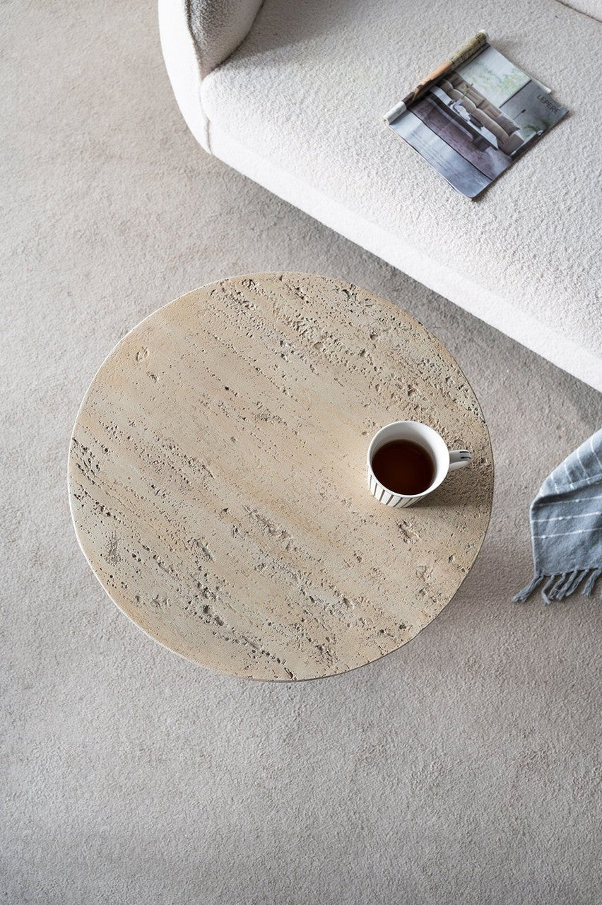 Alessio Travertine Side Table - DorsaAlessio Travertine Side Table