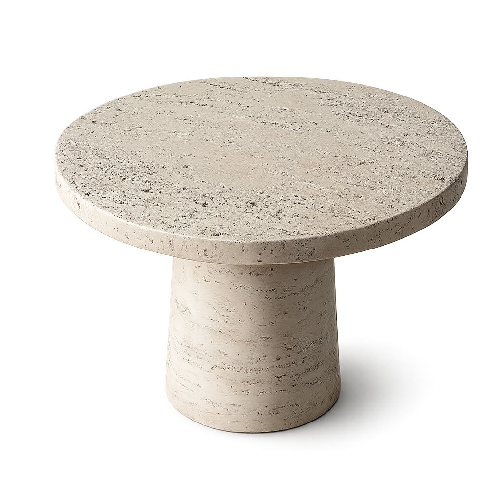 Front product view of the Alessio Travertine Side Table by DORSA