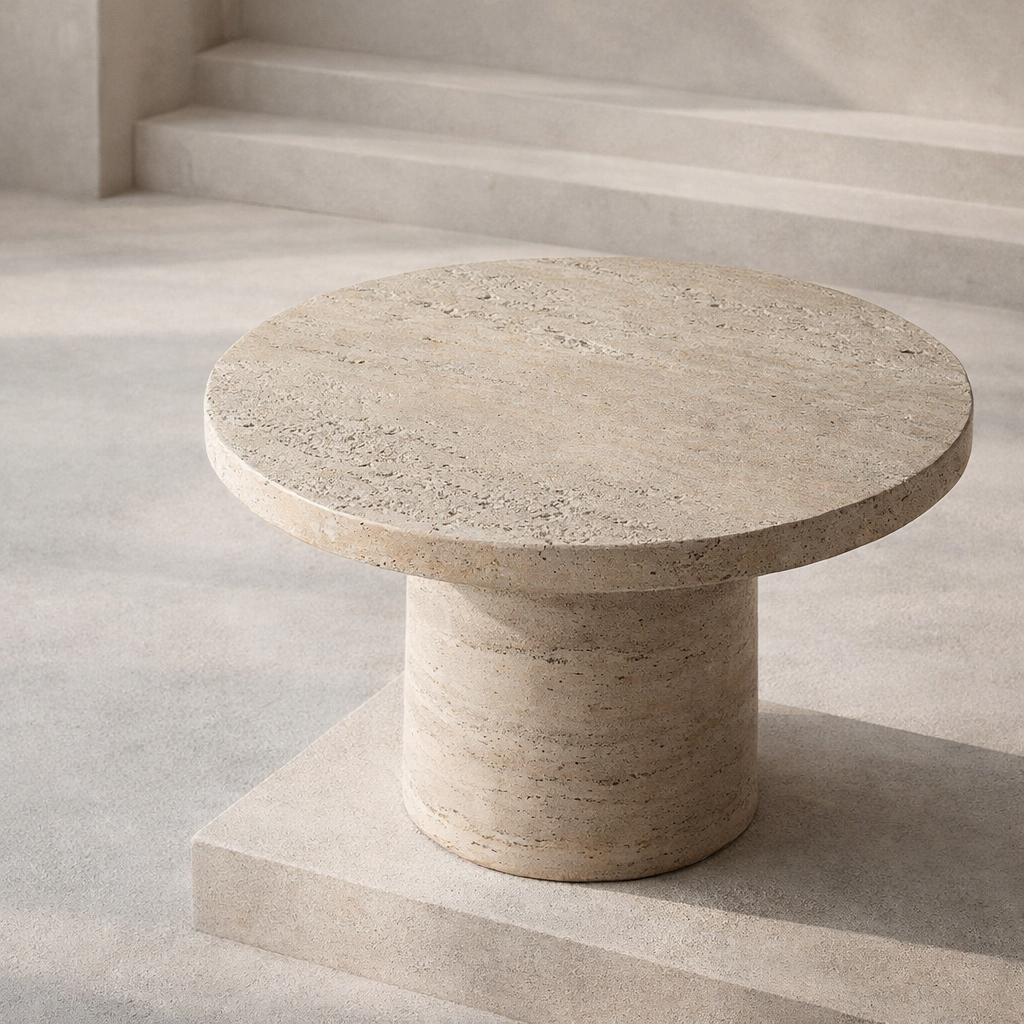 Alessio Travertine Side Table
