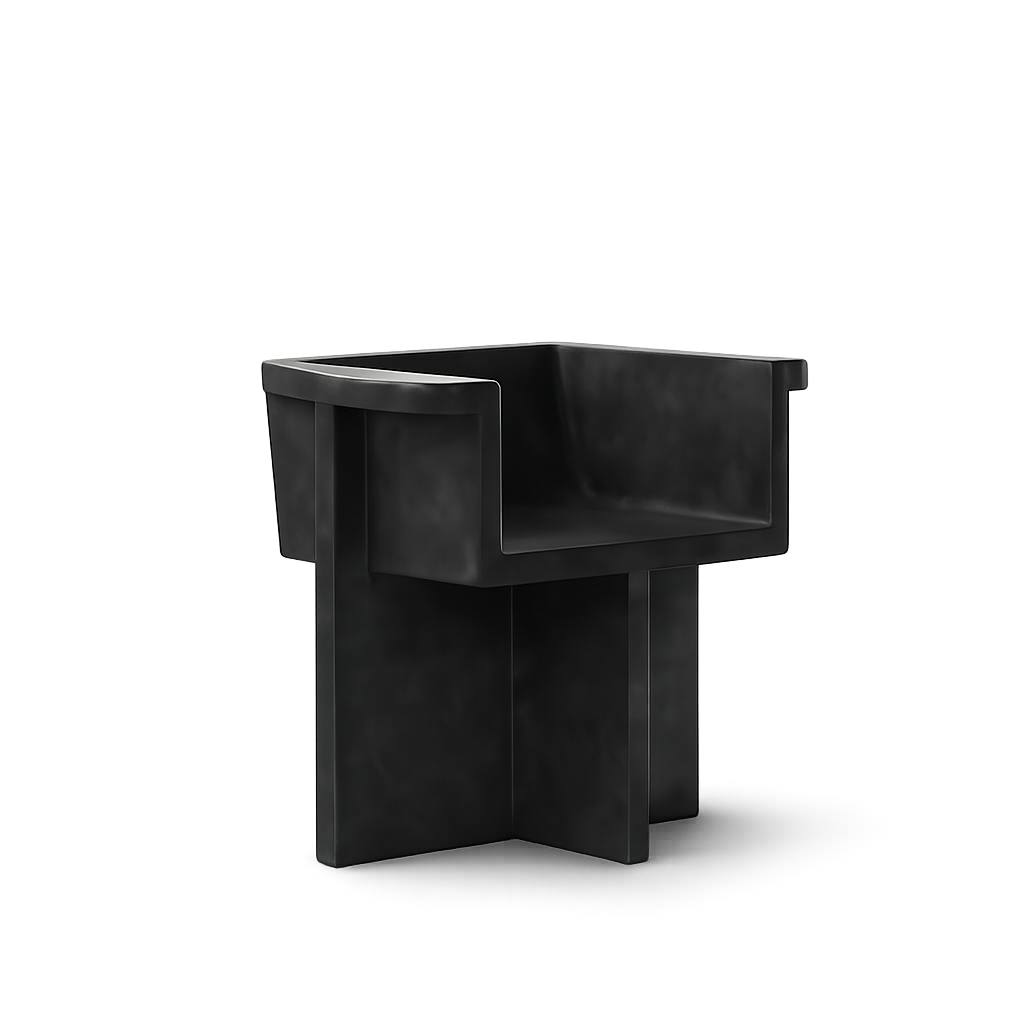Front product view of the Brutalità Brutalist Armchair by DORSA