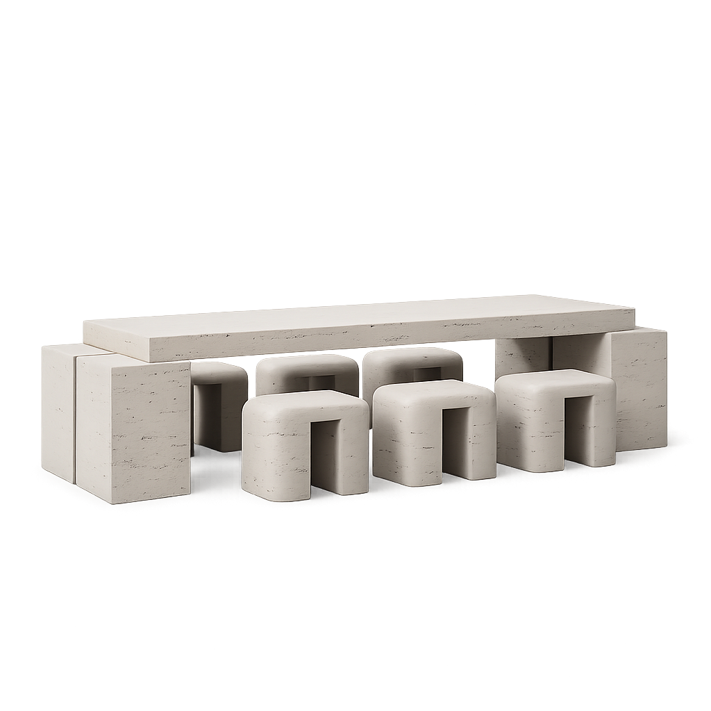 Front product view of the Lithos Dining System by DORSA