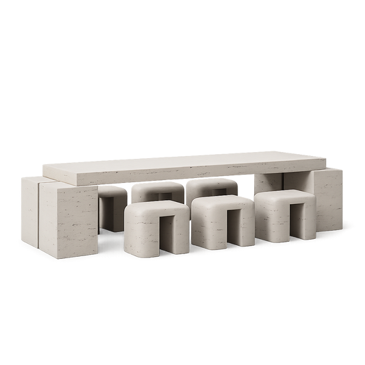 Front product view of the Lithos Dining System by DORSA