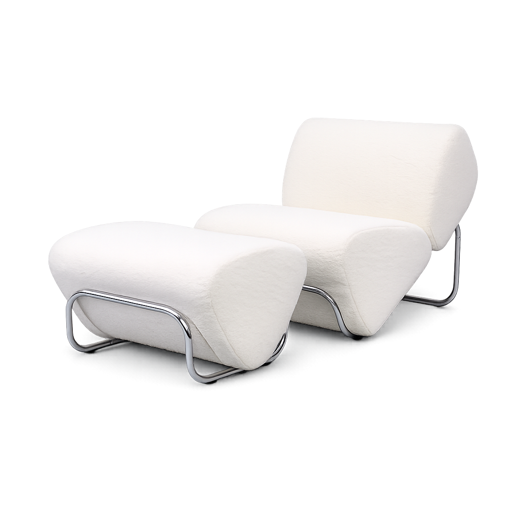 Front product view of the Di Moda Boucle Lounge and Ottoman by DORSA