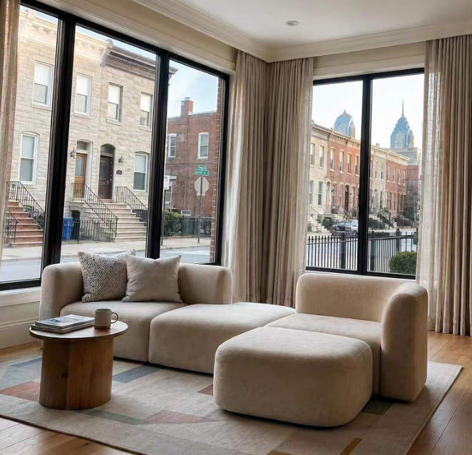 DORSA Mollis sand modular sofa in apartment living room