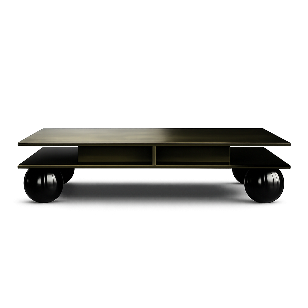 Front product view of the Vettro Nero Table by DORSA