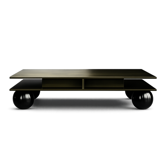Front product view of the Vettro Nero Table by DORSA