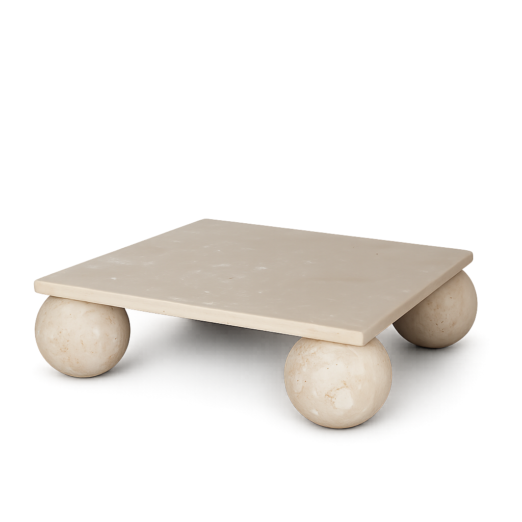 Front product view of the Pallo Travertine Coffee Table by DORSA