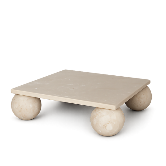 Front product view of the Pallo Travertine Coffee Table by DORSA