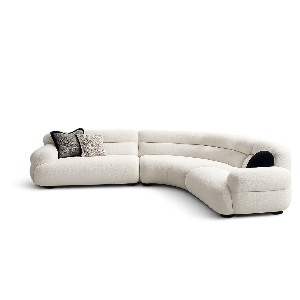 Front product view of the Santuario Boucle L-Shaped Sectional Sofa by DORSA