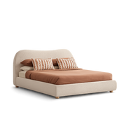 Front product view of the Sbalorditiva Boucle King Bedframe by DORSA