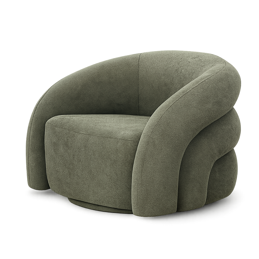 Front product view of the Semplicità Suede Lounge Chair by DORSA