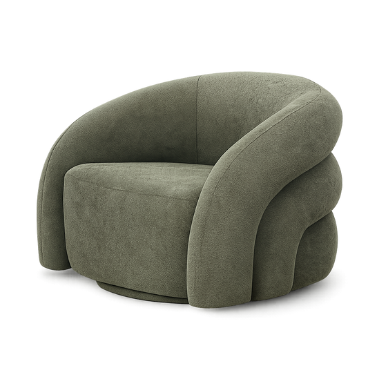 Front product view of the Semplicità Suede Lounge Chair by DORSA