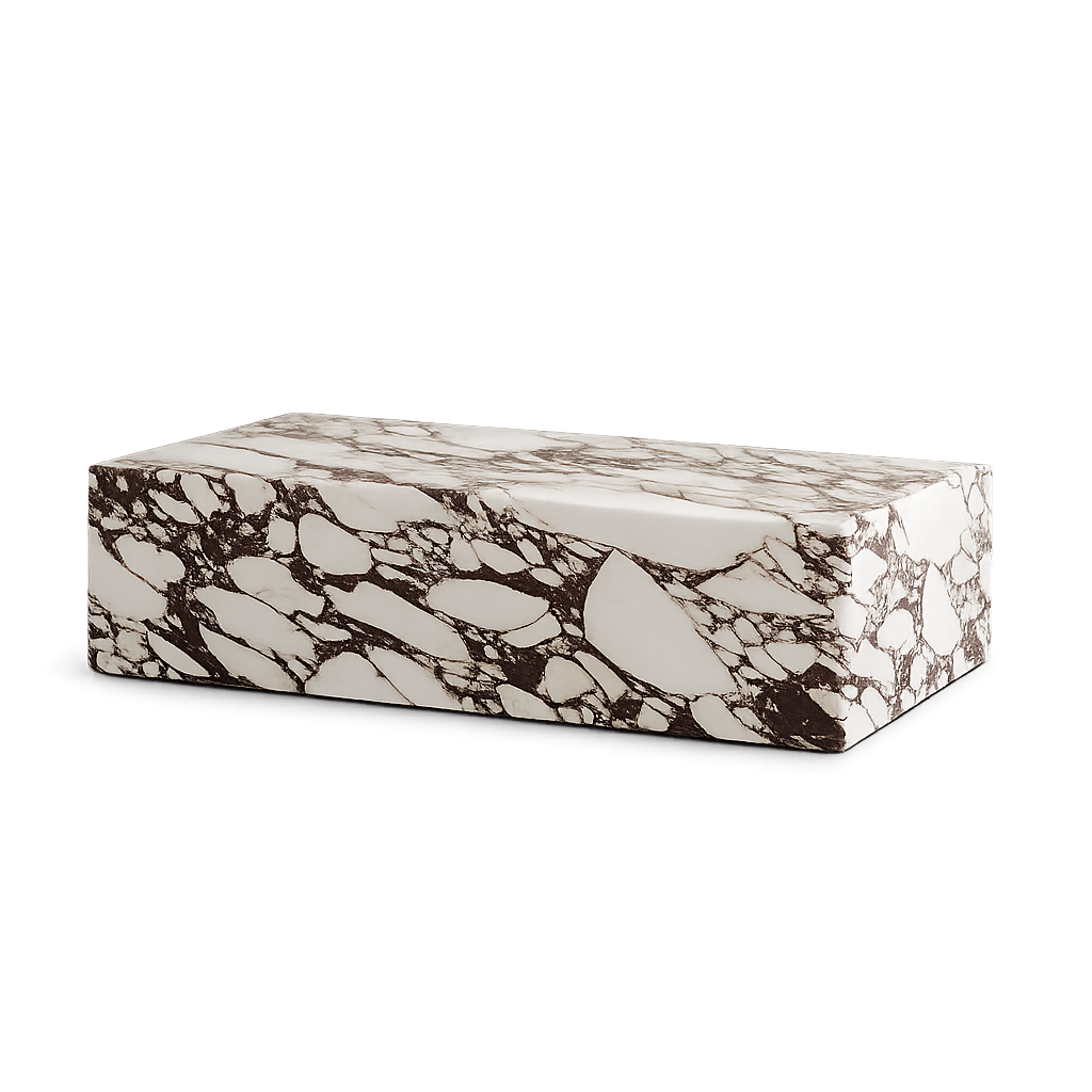 Front product view of the Solida Low Pure Marble Table by DORSA