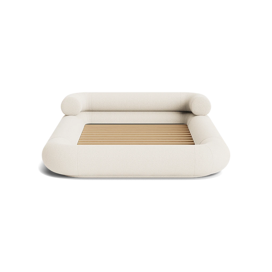 VELAR Sculptural Bed Frame in off white, front view