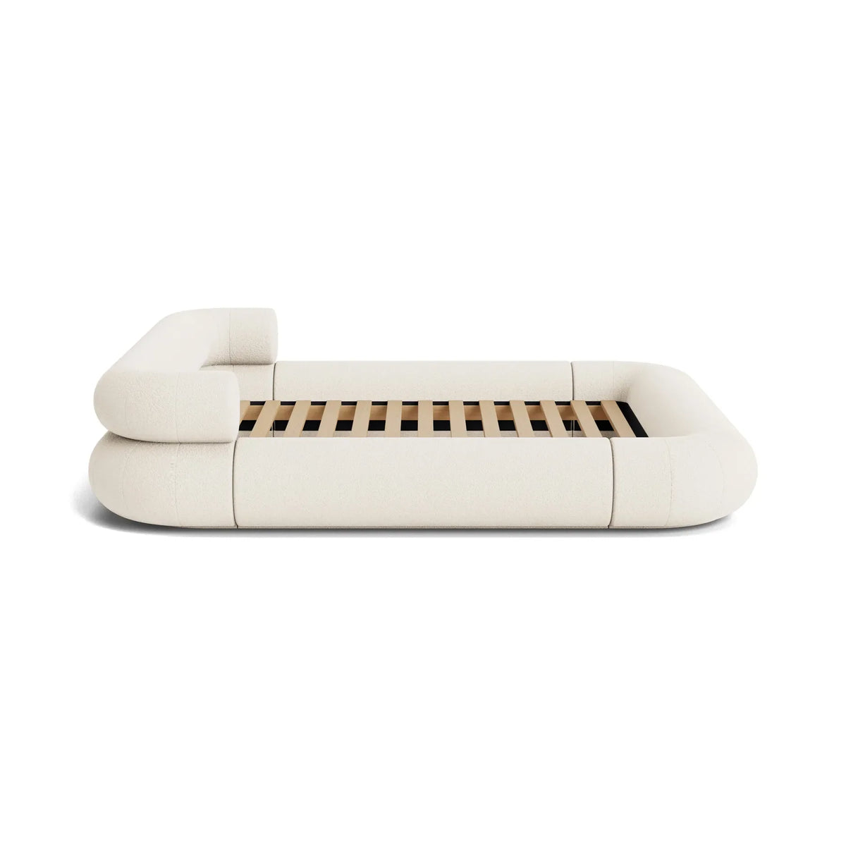 VELAR Sculptural Bed Frame in off white, side profile